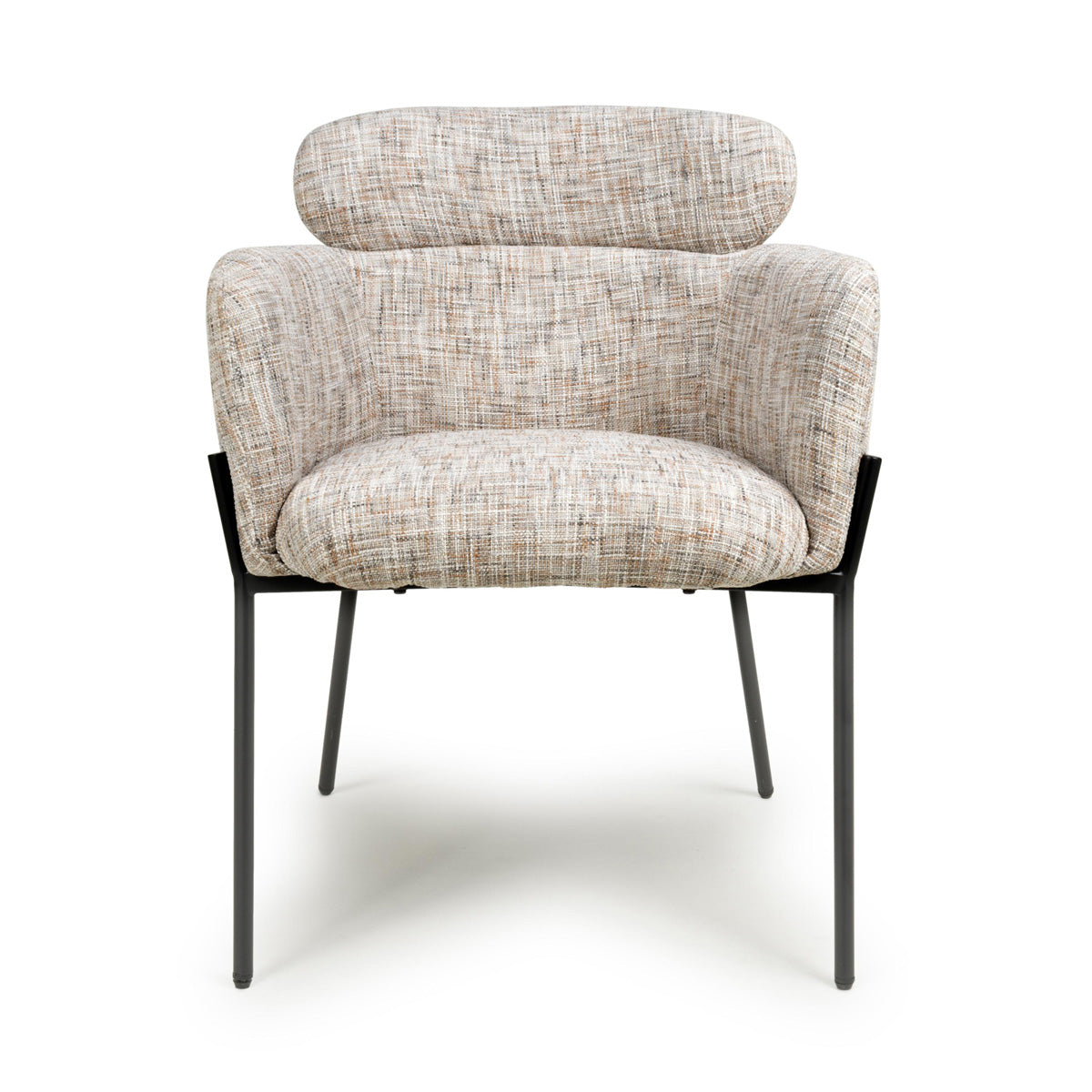 Fabric Dining Chairs in Set Of 2 With Black Metal Legs - Rome