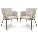 Fabric Dining Chairs in Set Of 2 With Black Metal Legs - Rome