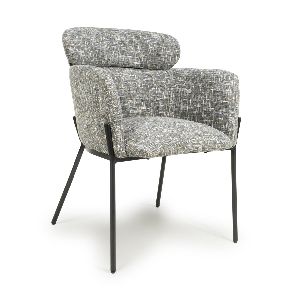 Fabric Dining Chairs in Set Of 2 With Black Metal Legs - Rome