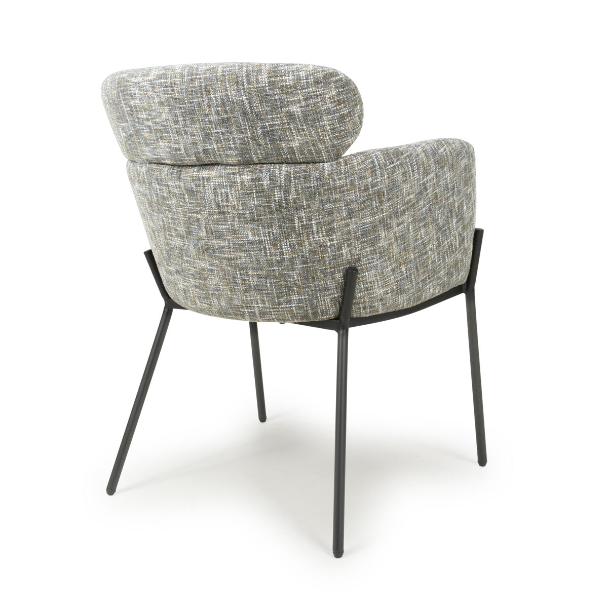 Fabric Dining Chairs in Set Of 2 With Black Metal Legs - Rome