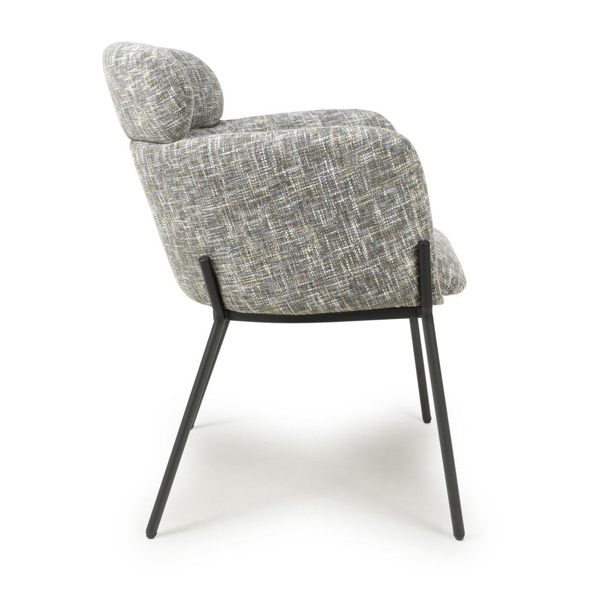 Fabric Dining Chairs in Set Of 2 With Black Metal Legs - Rome