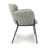 Fabric Dining Chairs in Set Of 2 With Black Metal Legs - Rome