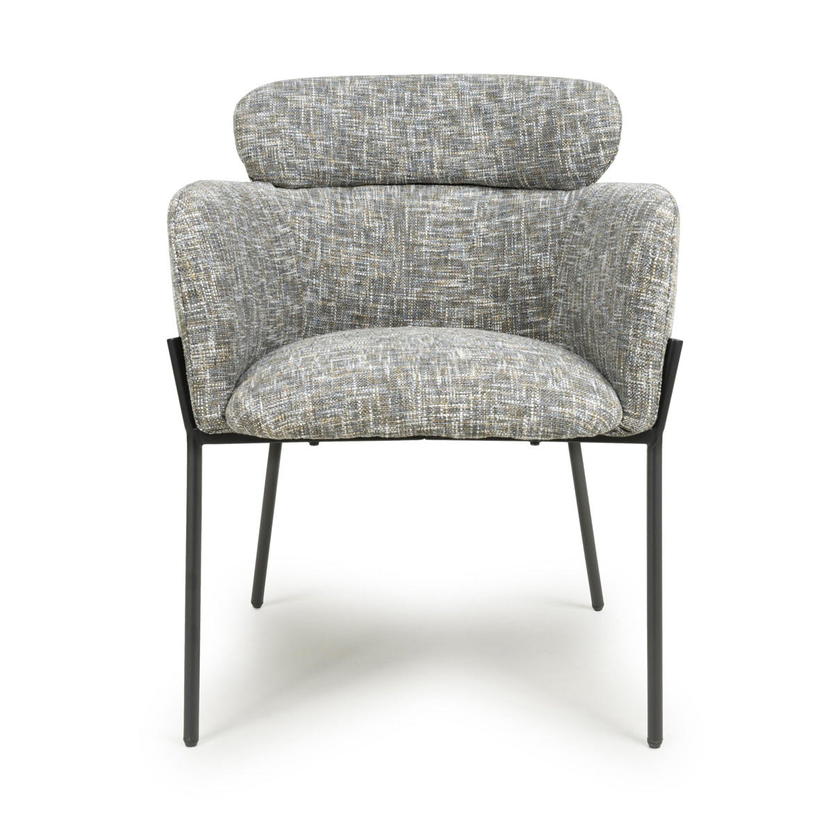 Fabric Dining Chairs in Set Of 2 With Black Metal Legs - Rome