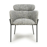 Fabric Dining Chairs in Set Of 2 With Black Metal Legs - Rome