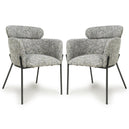 Fabric Dining Chairs in Set Of 2 With Black Metal Legs - Rome