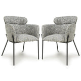 Fabric Dining Chairs in Set Of 2 With Black Metal Legs - Rome