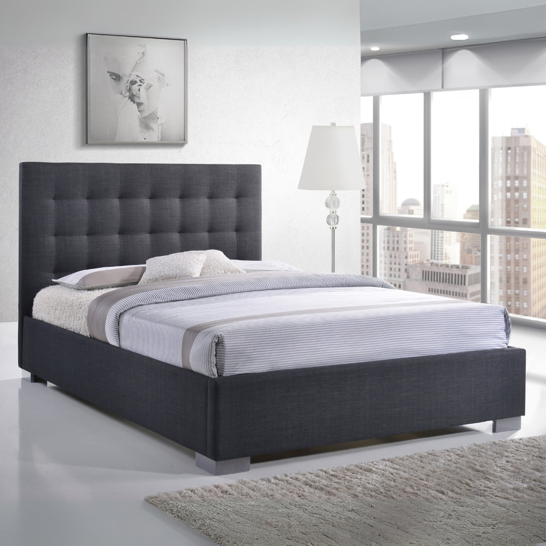 Fabric Double Bed With Chrome Corner Feets - Nevada