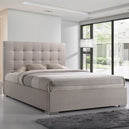 Fabric Double Bed With Chrome Corner Feets - Nevada