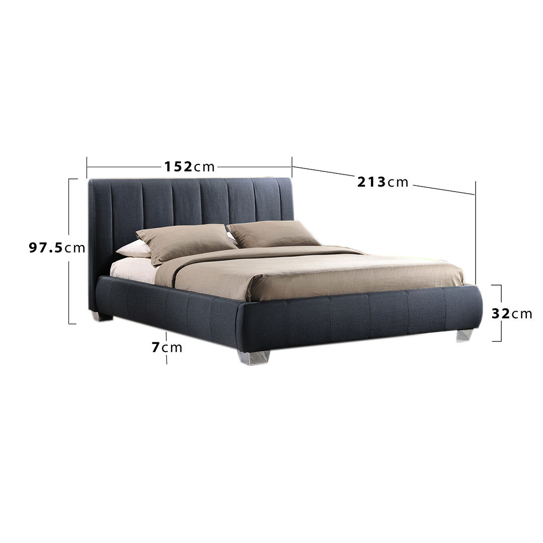 Fabric Double Bed With Sprung Slatted Base - Braunston