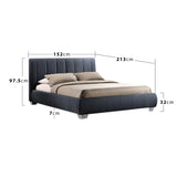 Fabric Double Bed With Sprung Slatted Base - Braunston