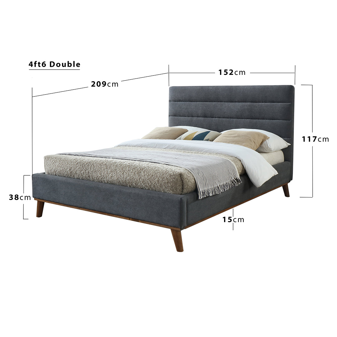 Fabric Double Bed With Sprung Slatted Base - Mayfair