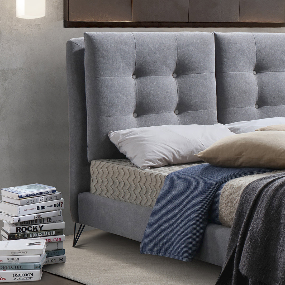 Fabric Double Bed With Sprung Slatted Base - Tuscany
