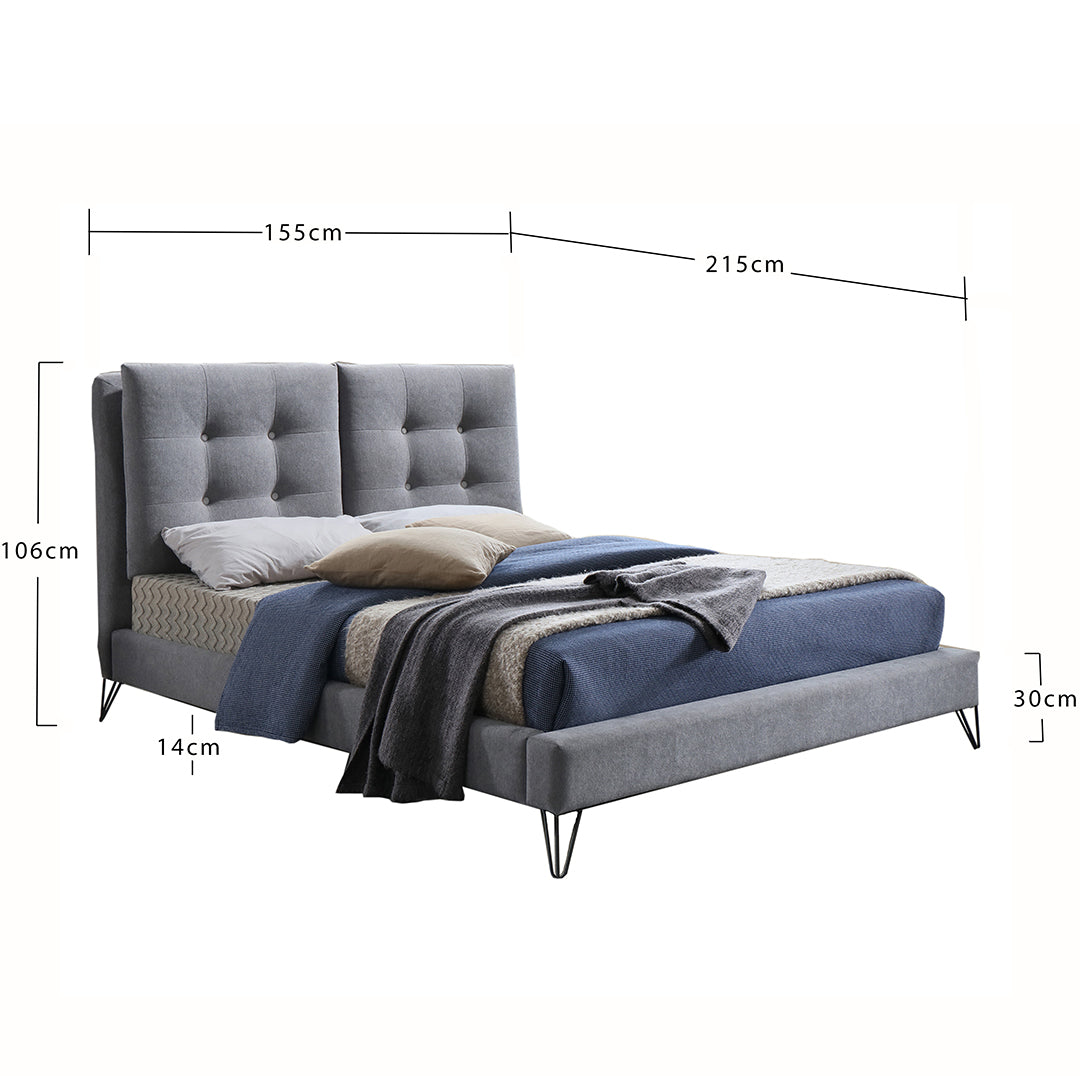 Fabric Double Bed With Sprung Slatted Base - Tuscany