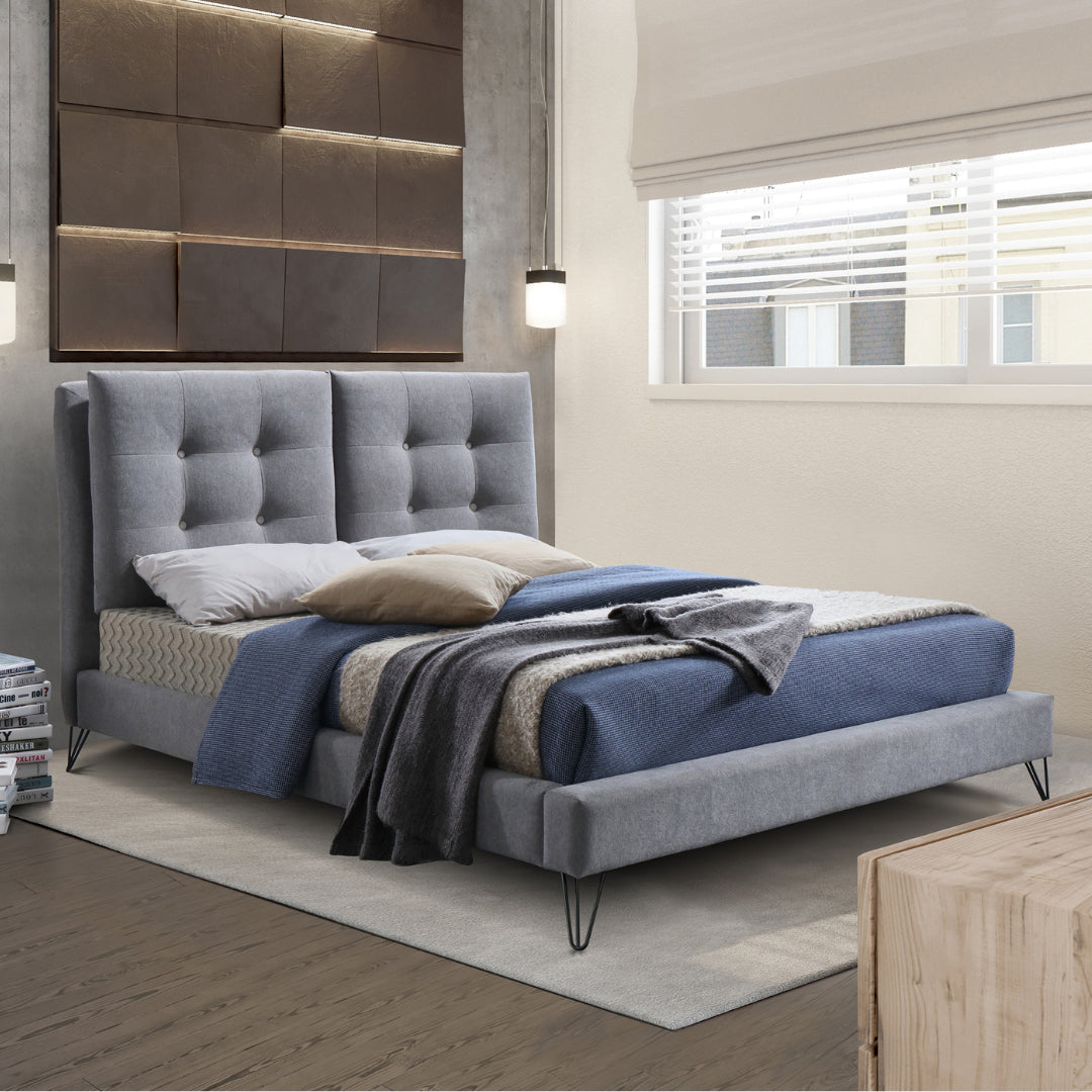 Fabric Double Bed With Sprung Slatted Base - Tuscany