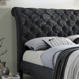 Fabric Double Bed With Wooden Corner Feets - Venice