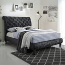 Fabric Double Bed With Wooden Corner Feets - Venice