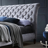 Fabric Double Bed With Wooden Corner Feets - Venice