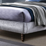 Fabric Double Bed With Wooden Corner Feets - Venice