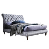 Fabric Double Bed With Wooden Corner Feets - Venice