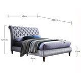 Fabric Double Bed With Wooden Corner Feets - Venice