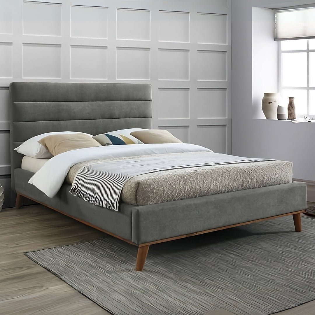 Fabric King Size Bed With Sprung Slatted Base - Mayfair