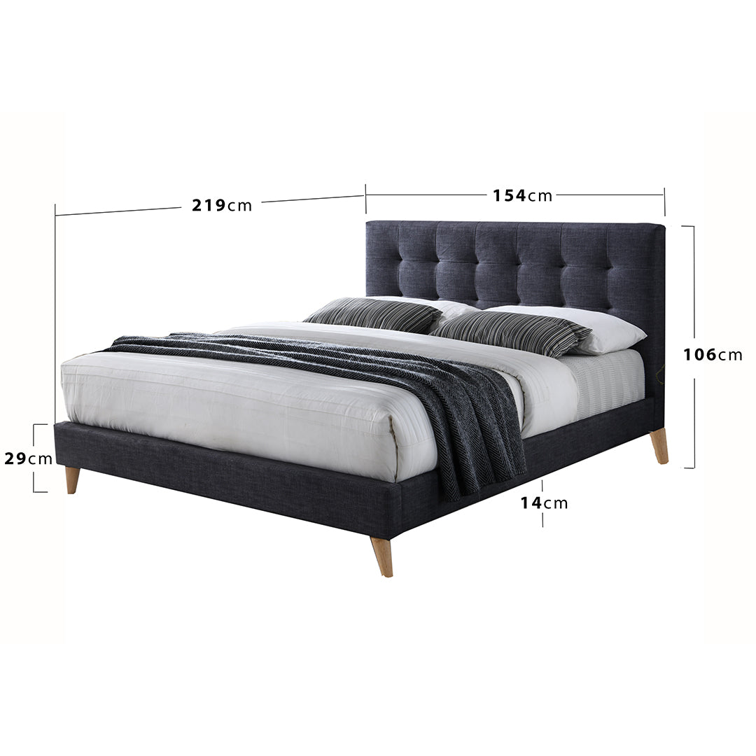 Fabric King Size Bed With Sprung Slatted Base - Novara