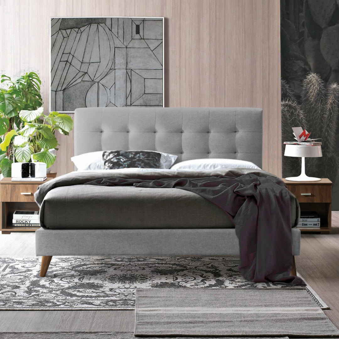 Fabric King Size Bed With Sprung Slatted Base - Novara