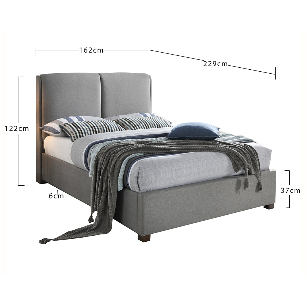 Fabric King Size Bed With Sprung Slatted Base - Oakland