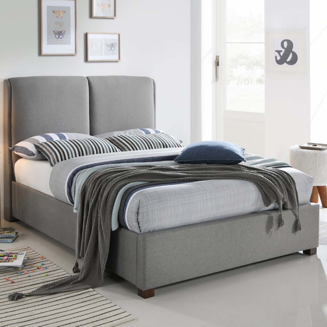 Fabric King Size Bed With Sprung Slatted Base - Oakland