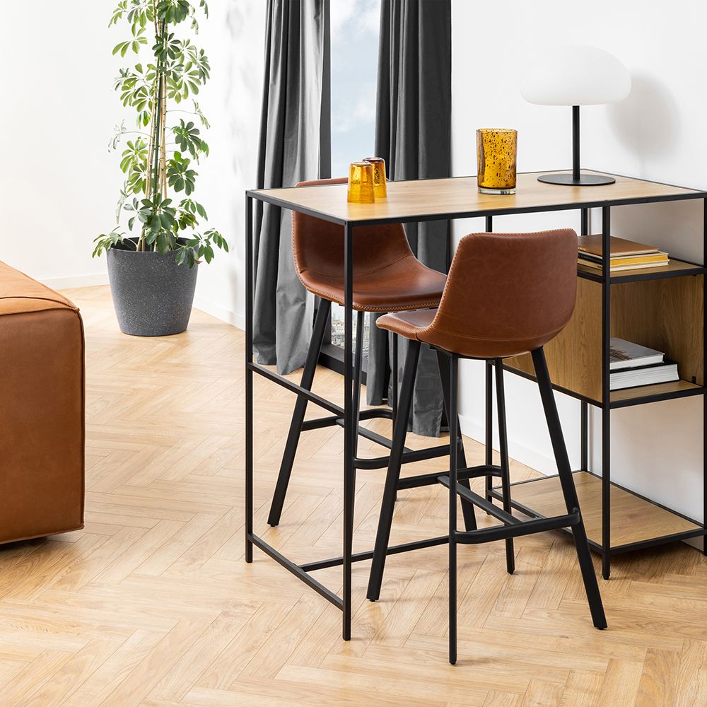 Faux Leather Bar Chairs in Set Of 2 - Oregon