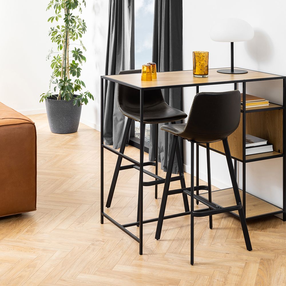 Faux Leather Bar Chairs in Set Of 2 - Oregon