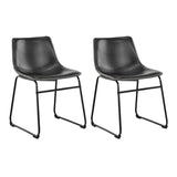 Faux Leather Dining Chairs in Set Of 2 With Cream Stitching - Oregon