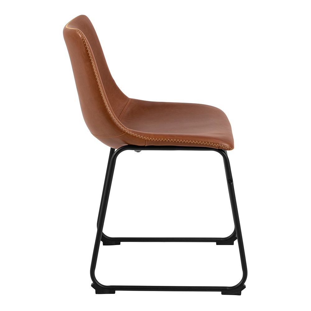 Faux Leather Dining Chairs in Set Of 2 With Cream Stitching - Oregon
