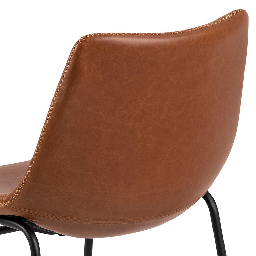 Faux Leather Dining Chairs in Set Of 2 With Cream Stitching - Oregon