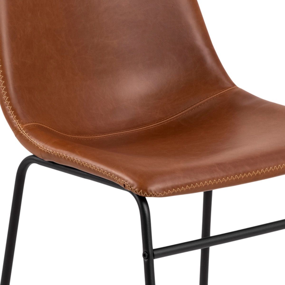Faux Leather Dining Chairs in Set Of 2 With Cream Stitching - Oregon