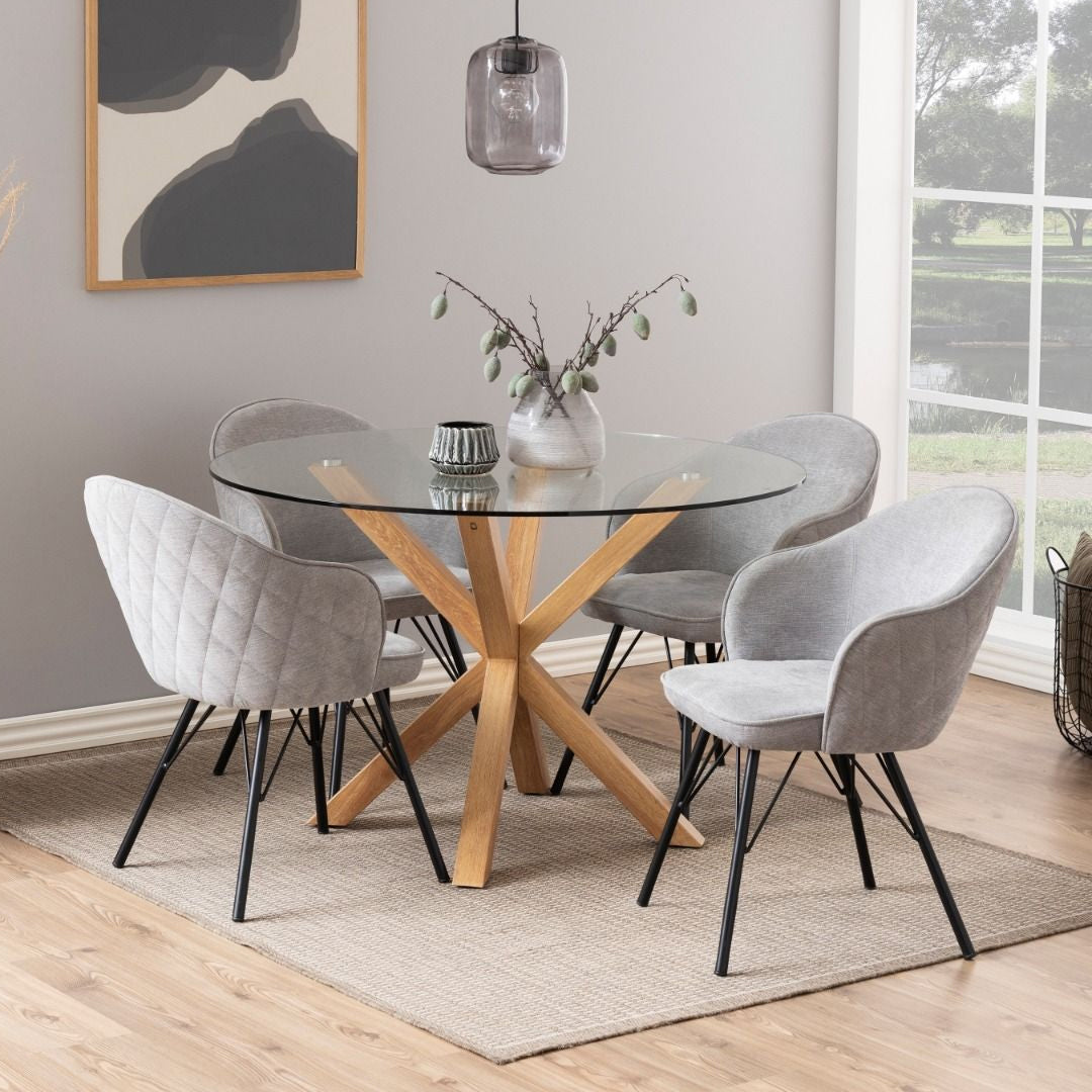 Glass Dining Table for 4 People 119cm Round - Heaven