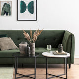 Glass Side Table Round With Black Metal X-Frame - Cross