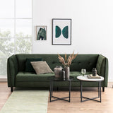 Glass Side Table Round With Black Metal X-Frame - Cross