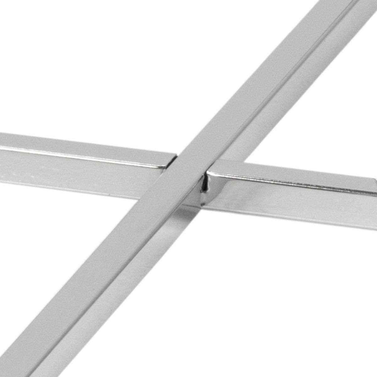 Glass Side Table Round With Chrome Metal X-Frame - Cross
