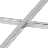 Glass Side Table Round With Chrome Metal X-Frame - Cross