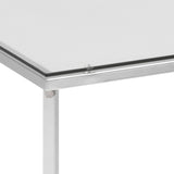 Glass Side Table Square With Chrome Metal X-Frame - Cross
