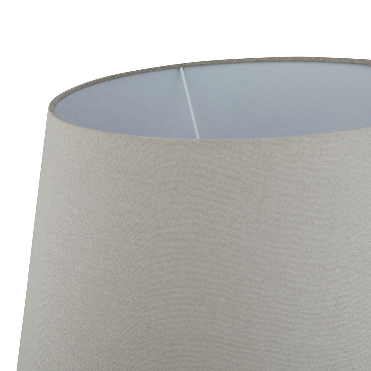 Grey Linen Shade Table Lamp With Brown Round Ceramic Base - Siena