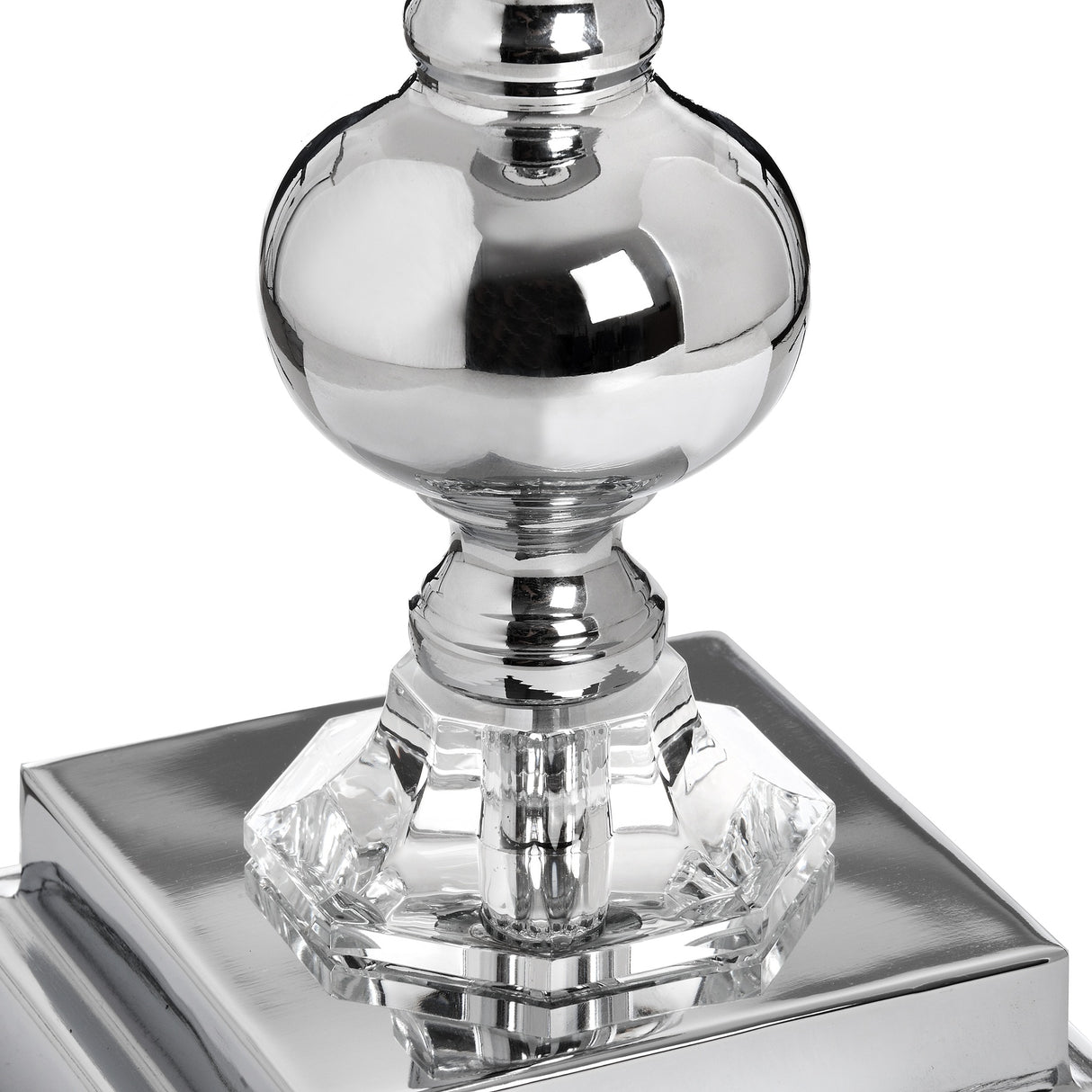Grey Linen Shade Table Lamp With Chrome Metal Base - Metis