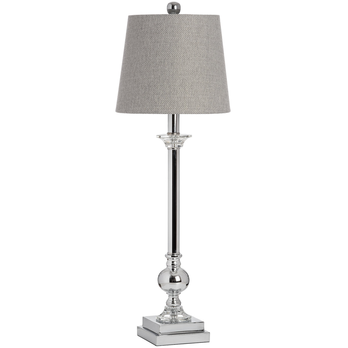 Grey Linen Shade Table Lamp With Chrome Metal Base - Metis