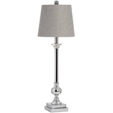 Grey Linen Shade Table Lamp With Chrome Metal Base - Metis