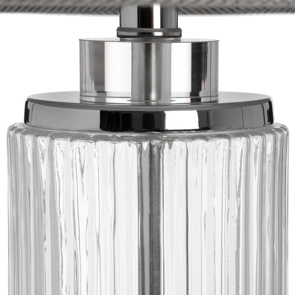 Grey Linen Shade Table Lamp With Clear Glass Base - Roma