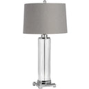 Grey Linen Shade Table Lamp With Clear Glass Base - Roma