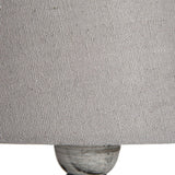 Grey Linen Shade Table Lamp With Wooden Base - Uthina