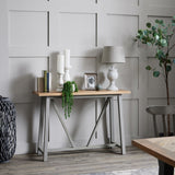 Grey Linen Shade Table Lamp With Wooden Base - Uthina
