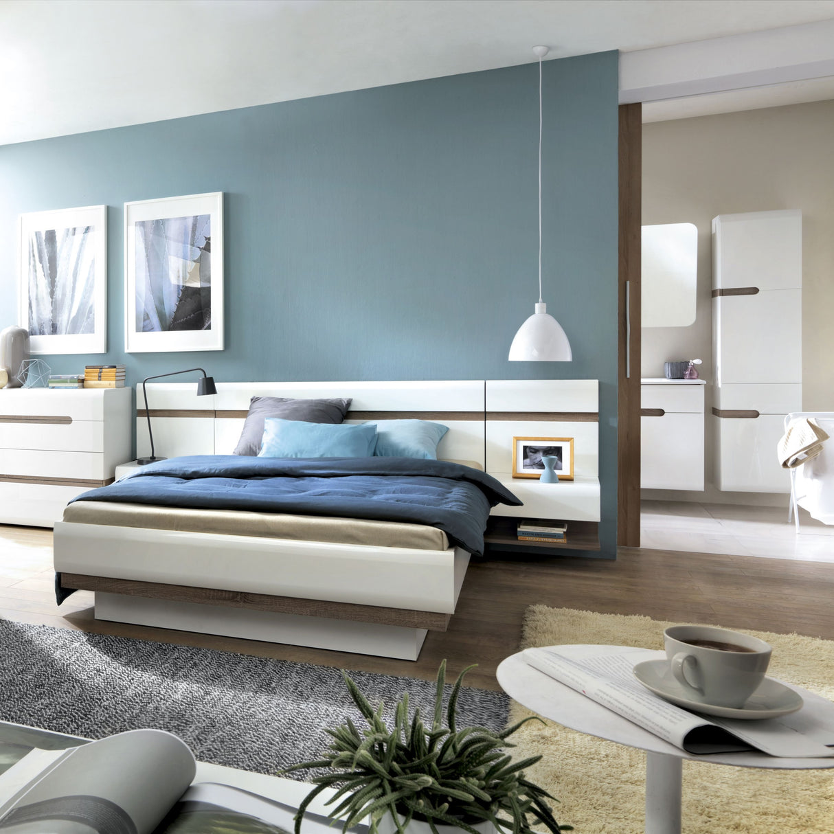 High Gloss Bedside Cabinet for Bed With 1 Drawer - Chelsea